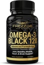 FREZZOR Omega 3 Negro - Green Lipped Mussel Oil Capsules, Hecho en Nueva Zelanda, UAF1000+, No Fishy Aftertaste, 120 Cuenta (Pack of 1)