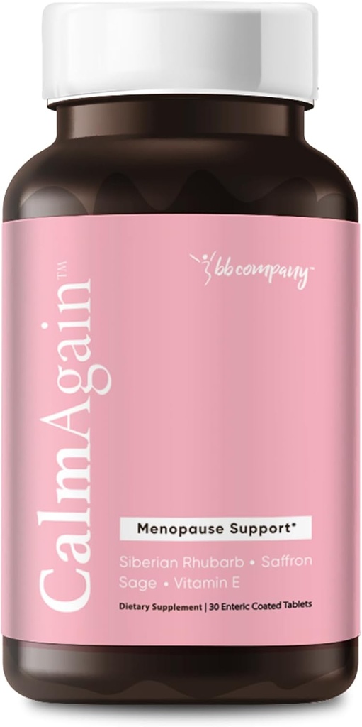 BB Company CalmAgain for Menopause Anxiousness, Mood Balance for Women ¦ Stay Calm, Lower Cortisol, Fewer Mood Swings ← Siberian Rhubarb, Sage, Saffron ← Menopause Relief ← 30 Ct