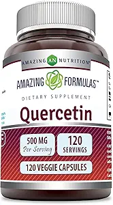 Amazing Formulas Quercetin 500mg 120 Veggie Capsules Suplemento - Non-GMO - Gluten Gratis - Asistencias Salud general y bienestar