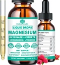 Magnesium Glycinate 500mg, Calma Magnesium Glycinate, Citrato con Vitamina D3 K2 B6 Ashwagandha, L-Theanine, Chelate Magnesium Complex Suplemento Liquid Drops for Immune Sleep Bone Mood Nerve Health