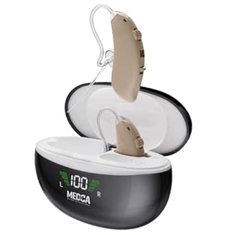 Rechargeable Hearing Aids for Seniors - BTE Digital Hearing Amplifier with Noise Cancelling for Moderate to Severe Hearing Loss, RIC 16 Channel Noise Cancelling Hearing Aid, Magnetic Charging Case