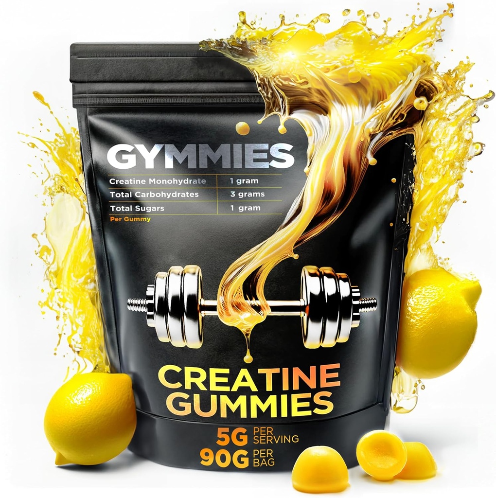 Crecimiento del músculo, rendimiento, resistencia - 5 Gram Creatine per Serving - Vegan, No-GMO, Gluten-Free, Made in USA - 90ct - Lemon Flavor