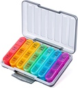 Odaro Pill Organizer 3 veces al día - Portable Weekly Medicine Box with 7 Separate Containers, Travel 7 Day Pill Box, Black