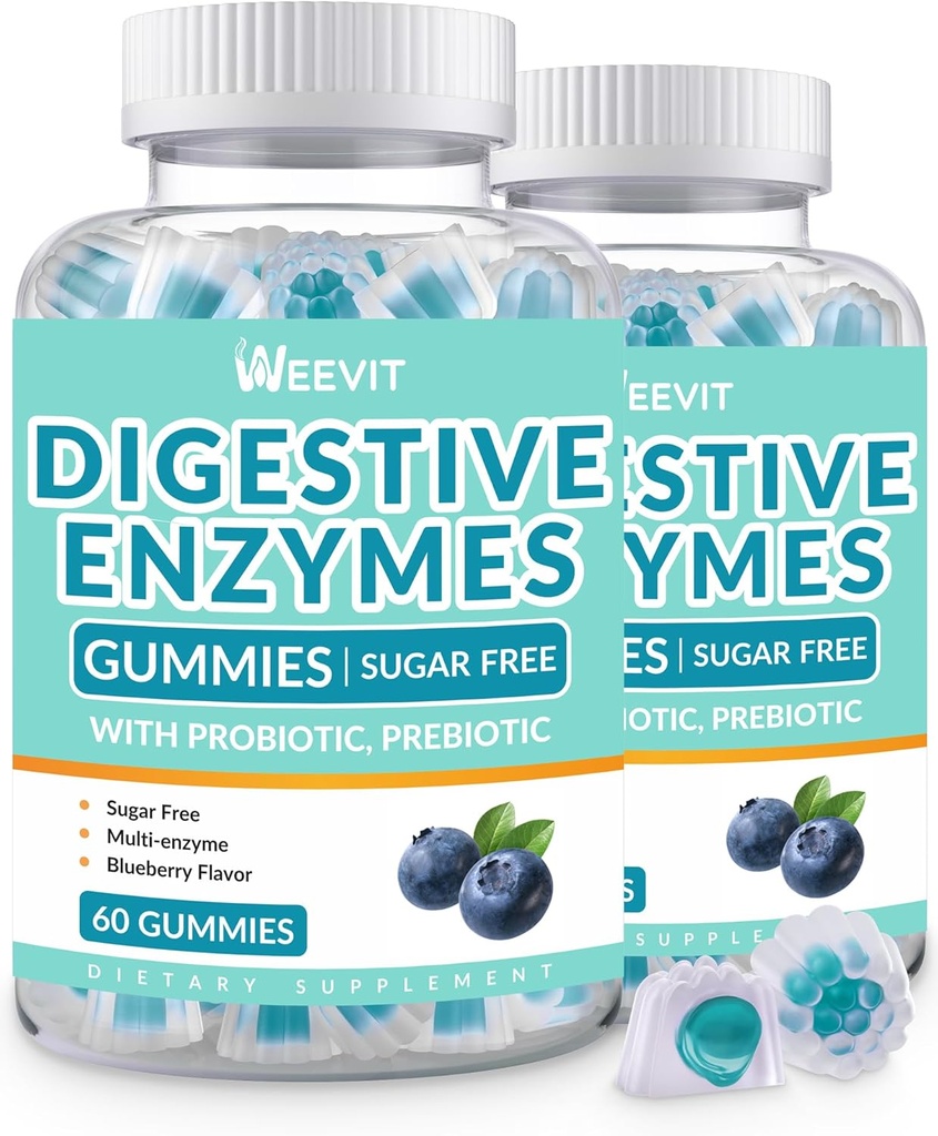 Digestive Enzymes Gummies, Chewable Digestive Enzymes for Women &amp; Hombres con Probióticos &amp; Prebióticos Blend, Sugar Free ← Vegan
