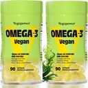Vegan Omega-3 DHA Suplementos - Premium Fish Oil Alternativa de Algae Oil TEN 90 Carrageenan Free Softgels TEN Plant Based Algal DHA Essential Fatty Acids, Non-GMO (Algae, 90 Conde (Pack of 2))