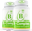 Complejo de Vitamina B Libre de Azúcar con Metil B12, MetilFolato, B6, B1, B2, B3, Fast Dissolve Highly Bioavailable B Complex Supplement for Energy Levels, Neural System, Vegan,180 Tablets