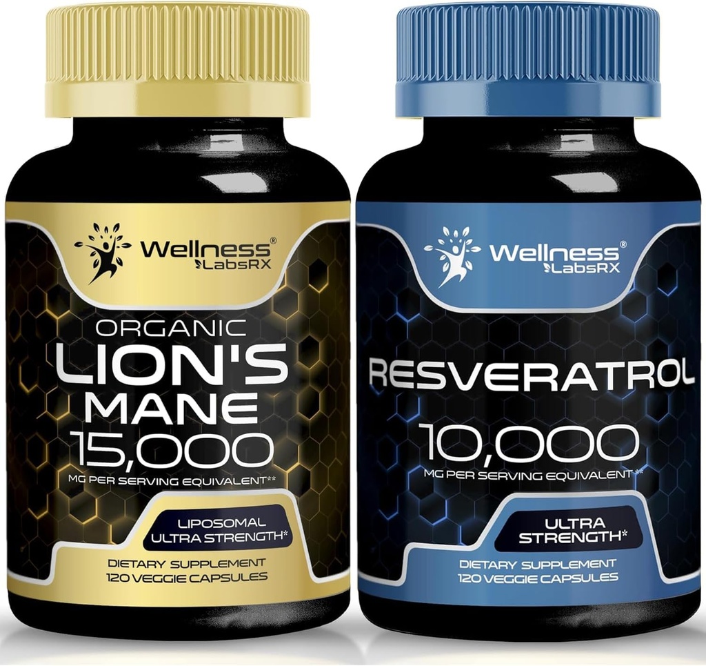 WELLNESS LABSRX Resveratrol Capsules 10000 - Lions Mane Suplemento cápsulas