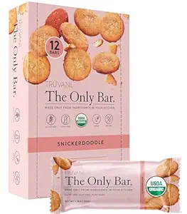 Truvani Plant Based Snack Bars ← Snickerdoodle 12 Pack ← 5g Protein  USDA Orgánica y Vegan ← El único bar  durable Dairy, Soy y Gluten Free ← Inmediatamente Wrapped
