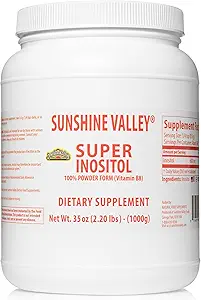 Sunshine Valley® Super Inositol, Vitamina B8 Powdered Dietary Supplement, Natural &amp; PCOS Fertility Supplement, Hormonal Balance &amp; Healthy Ovarian Function Support - 35oz