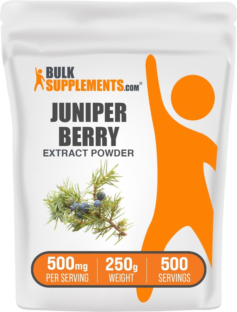 BulkSupplements.com Juniper Berry Extract Powder - de Juniper Berries, Juniper Berry Powder - Gluten Free, 500mg por Serving, 250g (8.8 oz) (Pack of 1)