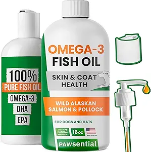Omega 3 Fish Oil for Dogs & Cats - Made with Wild Alaskan Salmon Oil; Liquid Fish Oil Supplement for Pets with Omega 3 EPA+DHA Fatty Acids; Real Ingredients, Real Taste — Trusted by Vets!