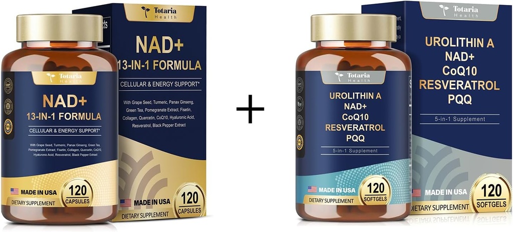 Suplemento Totaria NAD para Mujeres Hombres 120 cápsulas Urolithin A Suplemento 1000mg 120 cápsulas suaves