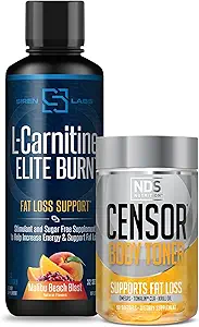 Censor NDS Nutrition Fat Loss-Body Toner con CLA (90 Softgels) & Siren Labs L-Carnitine Elite Burn Fat Loss Support Malibu Beach Blast 3000 mg (32 Servings)