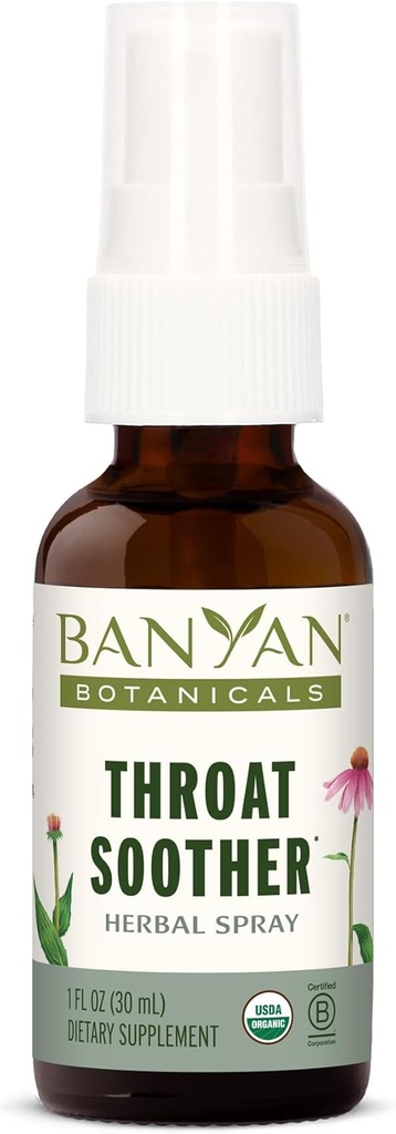 Banyan Botanicals Throat Soother Herbal Spray – Organic Herbal Throat Spray ­with Echinacea Root for Throat Comfort and Immune Support* – 1 fl oz. – Non-GMO Sustainably Sourced Vegetarian