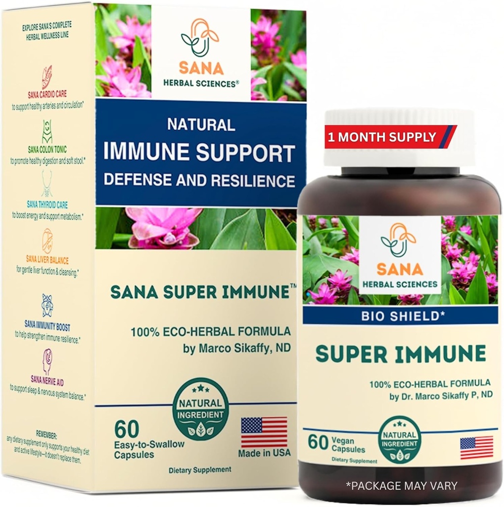 Super Immune – Echinacea Goldenseal Rose HIPS &amp; Vitamina C Capsules for Immune Support and Defense ← 60 Capsules  durable by Dr. Marco Sikaffy ← Sana Herbal Sc