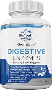 Labs Natural Digestive Enzymes &amp; Probiotic Supplement for Adults, 60 Capsules - Nutritious Blend of Digestive Enzymes & Advantage Probiotic for Digestion & Digestive Health.