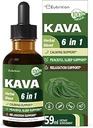 Kava Root Drops for Calming & Relaxing Support, Natural Calm &amp; Sleep Supplements for Adults with Valerian, Chamomile Extract, High Bioavailability Liquid with Basil Promotes Relaxation. 2 oz