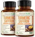Suplementos de Saffron – 89mg Saffron Extract y 1000mg Tumeric Blend – Suplemento Turmérico con Canela de Ceylán y Cardamomo para Mood, Memoria y Salud Ocular – Suplementos Conjuntos para Hombres – 2 Pack