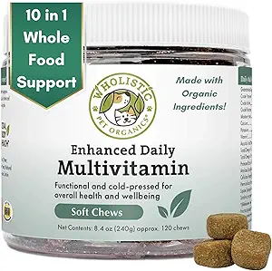 Wholistic Pet Organics: Multivitamin Chews for Dogs Organic Homemade Dog Treat for Medium and Small Dogs Calming Chews for Dogs Food Puppy Multivitamin Probiotics Immune Support Suplemento