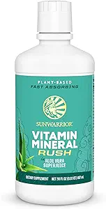 Sunwarrior Líquido Multivitamina Suplementos &amp; Minerales Vegan Planta-Basada con Aloe Vera para Hombres y Mujeres TENIDO Energía &amp; Apoyo Inmunitario Gluten Sugar Dairy Free TEN 30 Fl Oz