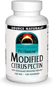 Fuente Naturales PectInmune, Citrus Modificados Pectin, Para la Salud Celular Inmunitaria*, 750 mg - 120 cápsulas