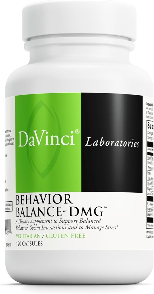 DAVINCI Labs Behavior Balance-DMG - Suplemento dietético para apoyar la claridad, las habilidades sociales, la lucha contra el estrés y la salud inmunitaria* - con vitamina E, B6, Zinc y Más - Sin gluten - 120 cápsulas vegetarianas