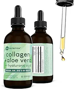 360 Nutrición Líquido Collagen + Aloe Drops ← Natural Detox, Radiant Skin, Cleansing and Digestion Support ← 60 Servings Per Container (Collagen + Aloe)
