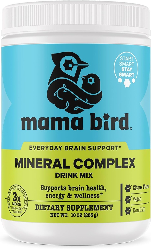 Best Nest Wellness Mama Bird Mineral Complex - Brain Health Support Multivitamin - Aids Bone Development for Mother & Baby - Drink Supplement with Choline &amp; Magnesium - Lemon-Lime, 285 g (30 Servings)