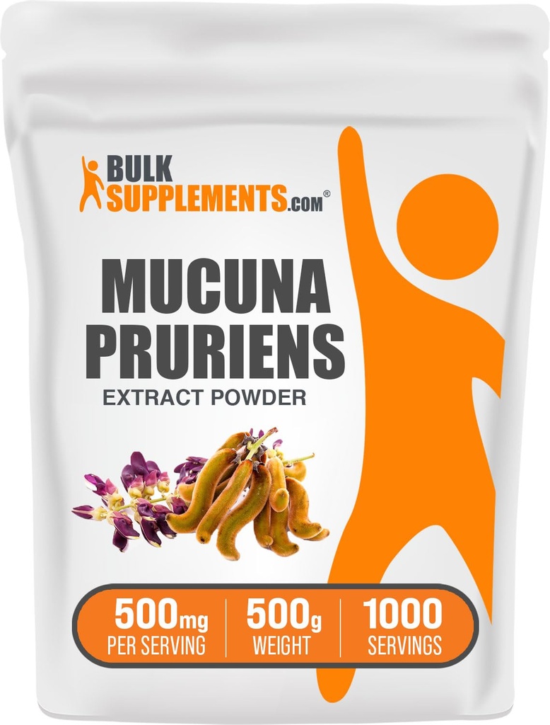 BulkSupplements.com Mucuna Pruriens Extracto Polvo - Mucuna Pruriens Suplementos, Herbal Suplemento - Vegan & Gluten Gratis, 500mg por Serving, 500g (1.1 lbs) (Pack of 1)