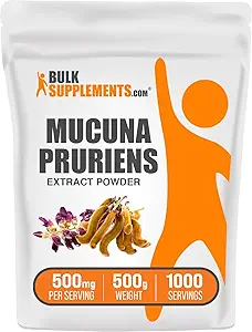 BulkSupplements.com Mucuna Pruriens Extracto Polvo - Mucuna Pruriens Suplementos, Herbal Suplemento - Vegan & Gluten Gratis, 500mg por Serving, 500g (1.1 lbs) (Pack of 1)