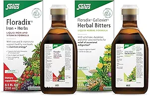 Floradix by Salus Gallexier Herbal Bitters (8.5 oz) & Iron & Herbs (8.5 oz) Bundle - Herbal Bitter for Digestive Support* - Iron Supplement for Healthy Energy Support*