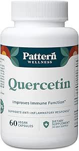 Pattern Wellness Quercetin Suplemento con Bromelain - Función Inmuna &amp; Apoyo a la Salud Celular - Antioxidante &amp; Whole Body Wellness - 60 cápsulas Vegan