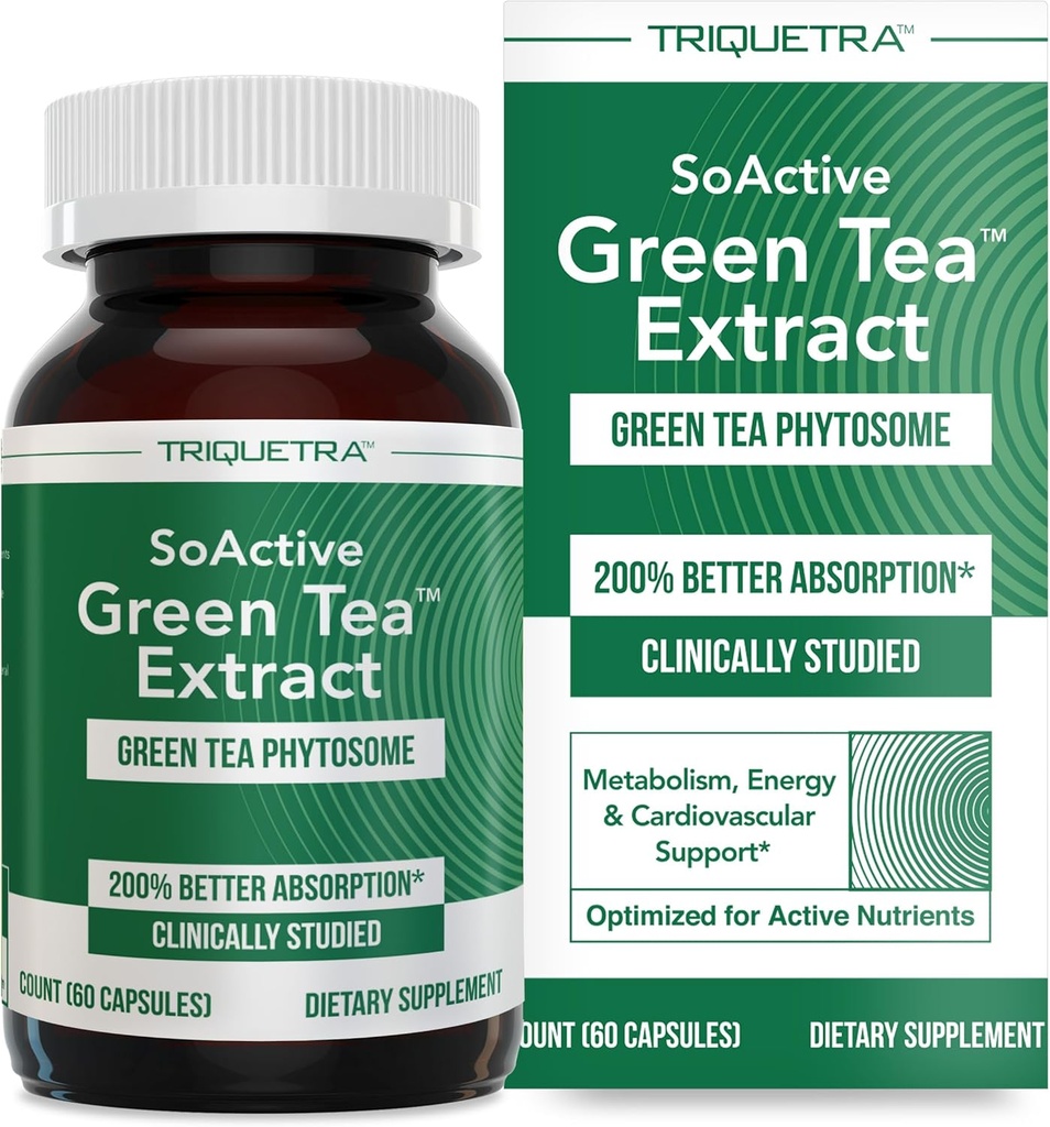 SoActive Green TeaTM Extract - Fitooma de té verde clínicamente estudiado - hasta 200% Mejor Absorción " Biodisponibilidad - Dosis clínicamente validada - Apoya Metabolismo & Gestión de Peso - 60 Caps