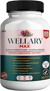 Wellary Max Menopause Support Suplemento, 40 Billion CFU Probiotic Blend, 90 cápsulas (1)