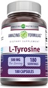 Fórmulas increíbles L-Tyrosine Amino Acid Suplemento TENIDO 500 Mg por Serving Silencio 180 Capsules TEN NO-GMO ANTE Gluten-Free TEN Made in USA