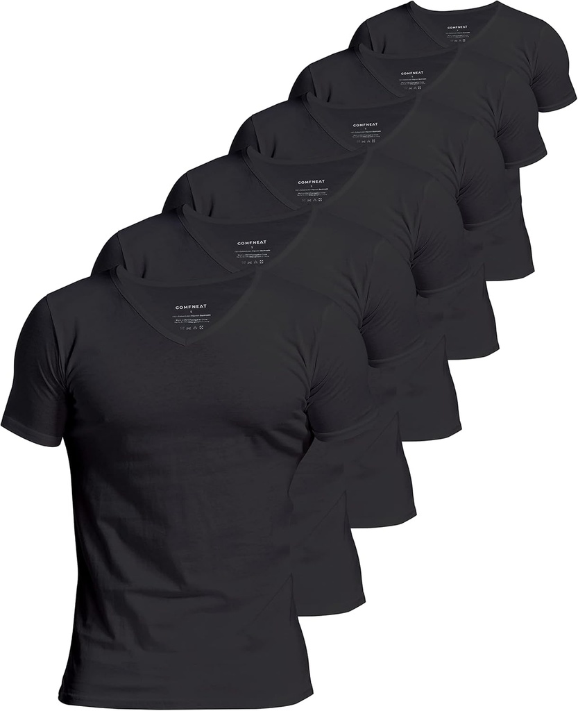 Comfneat Men's Undershirts 100 Percent Cotton Underclothing Comfy V-Neck T-Shirts (4-Pack/6-Pack)