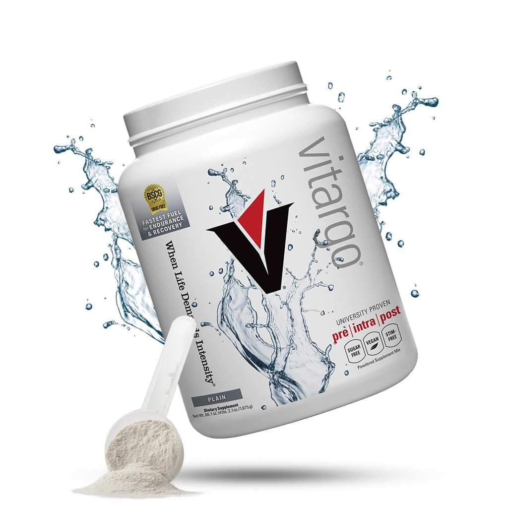 Vitargo Carbohydrate Powder, 2X Faster Absorbing, 4.4 LB Plain, Pre, Intra ' Post, Sugar-Free Complex Carb Powder for Recovery, Endurance &amp; Muscle Gain, Made in USA