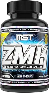 MST ZMK (Zinc &amp; Magnesium as Krebs Chelates (como Citrate, Fumarate, Malate, Succinate, Alpha-Keto-Glutarate. Con Mineral Support Blend & Trace Minerals. Soporte ATP, sueño, recuperación muscular, 120 V caps