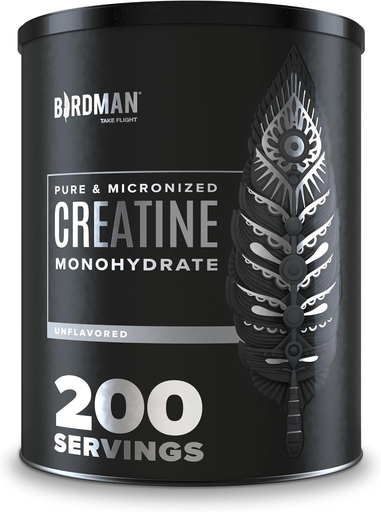 BIRDMAN Micronized Creatine Monohydrate Powder, Muscle Recovery, Caffeine Free, Creatine Pre Workout, Vegan, Post Workout, Gluten Free, Sugar Free | 200 Servings (5 Grams Each) | 2.2lb.