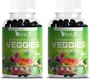 VITINITY Veggies Supplement-Made with Real Super Veggies Delicious Gummies(120 Chews),30 Veggies,Herbs,Fruit and Vegetable Supplement,No-GMO,Pectin-Based,Gluten-Free,No más pastillas (60 Day)