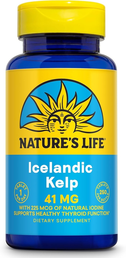 Vida de la Naturaleza Kelp islandés 41 mg - Sea Kelp Iodine Suplemento de Islandia Seawater - Thyroid Support for Women and Men with 225mcg Natural Iodine - 60-Day Guarantee, 250 Servings, 250 Tablets