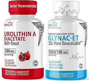 Fusiones de la naturaleza Urolithin A Diacetate 500mg &amp; GlyNAC-ET (60 cápsulas) Suplemento de la energía