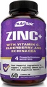 NutriFlair Zinc 50mg - con vitamina C, Elderberry, Echinacea Purpurea Extracto, Zinc Oxide - Compara con picolinato, Citrato, Oxido - Soporte completo de inmunos Pills con 4 Defensa Inmunitaria