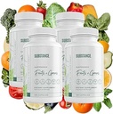 SUSTANCIA. Sustenancia de 4 patas de la naturaleza Daily Greens, Daily Fruit and Veggies Supplement - Enhance Energy, Mental Clarity - Fruits and Vegetables Suplementos - US Made, Vegan-Friendly - 120 Servings.