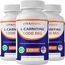 Vitamatic L-Carnitine Fumarate 1000 mg - 120 cápsulas vegetales (3 botellas)
