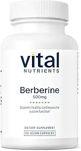Nutrientes Vitales Berberina ←Apoyos Función de Bowel y Niveles de Triglicéridos Normales ←Suplemento de Vegan Gluten, Dairy y Soy Gratis TEN500 mg ANTE60 Cápsula