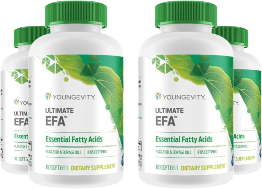 Youngevity Ultimate EFA - Fuente Orgánica de los ácidos grasos esenciales ← Omega 3, 6, " 9 Silencio Hecho de Borage, Flax " Fish Oil TEN 180 Conde (Pack of 4)