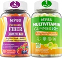 NEVISS Bundle - Mujer y Hombres 50+ Multivitamina 1 Pack y Prebiótico Fiber 2 Pack