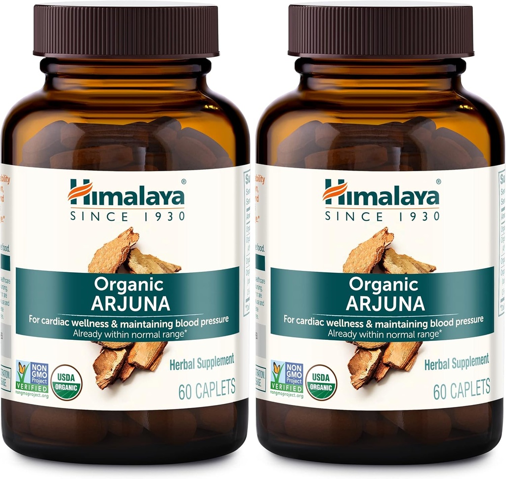 Himalaya Orgánica Arjuna, Suplemento de Presión de Sangre para Wellness Cardiovascular y Salud del Corazón, 700mg, 60 Cuenta (Pack of 2)