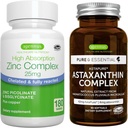 Astaxanthin Complex + Zinc Complex Vegan Bundle, Antioxidant Support for Skin, Hair & Nails, by Igennus